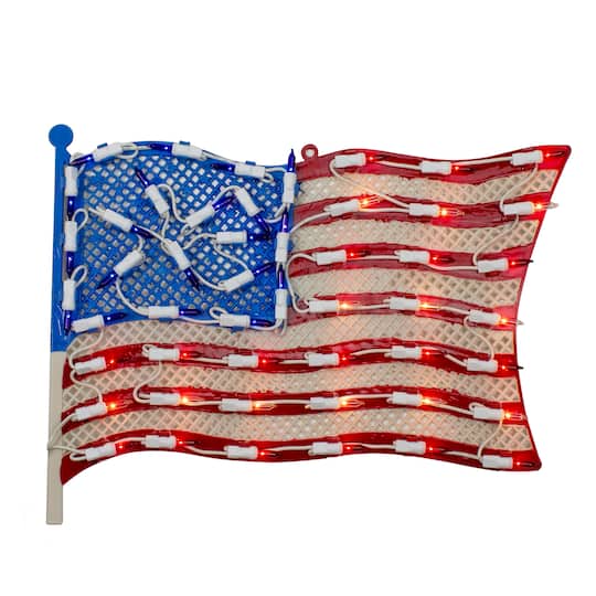 14" July 4th American Flag Lighted Window Silhouette Decoration